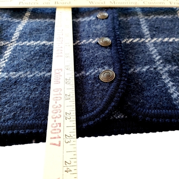 VTG Tally Ho 100% Wool Button Cardigan Sweater Blue Small Made in Hong Kong EUC - Picture 6 of 10